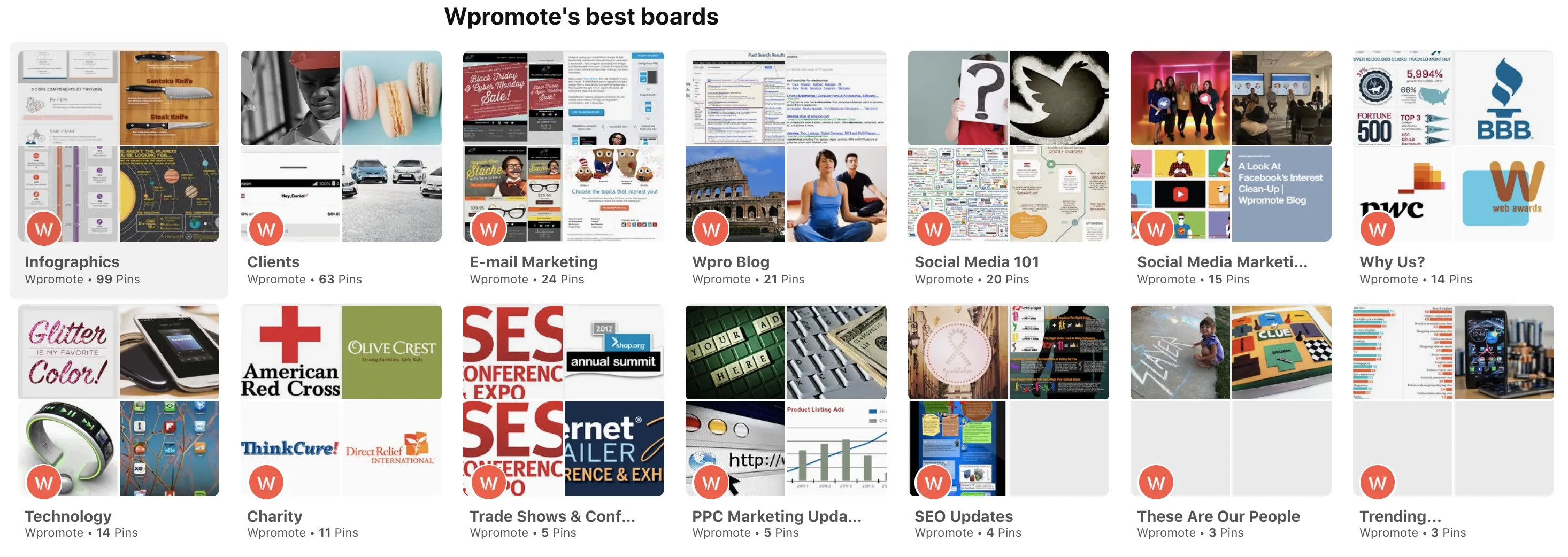 Wpromote's Pinterest boards.