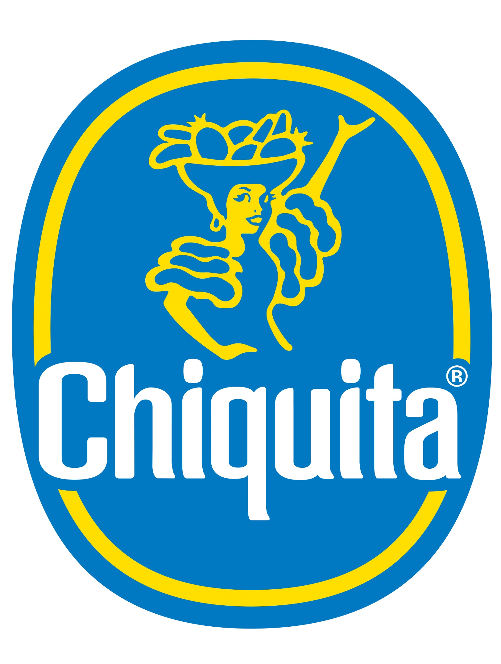 Chiquita Banana logo, blue and yellow.
