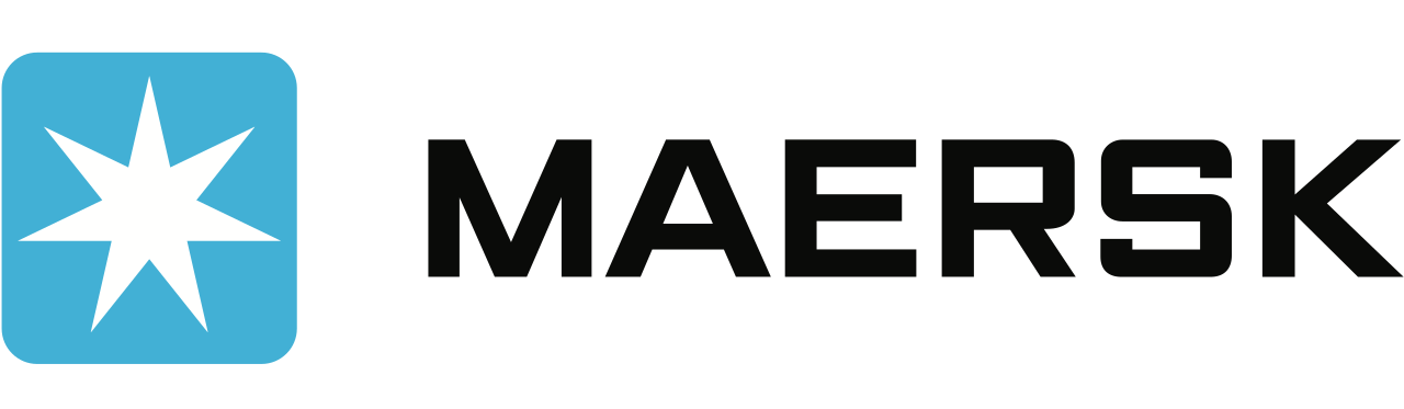 Maersk logo, shipping company.