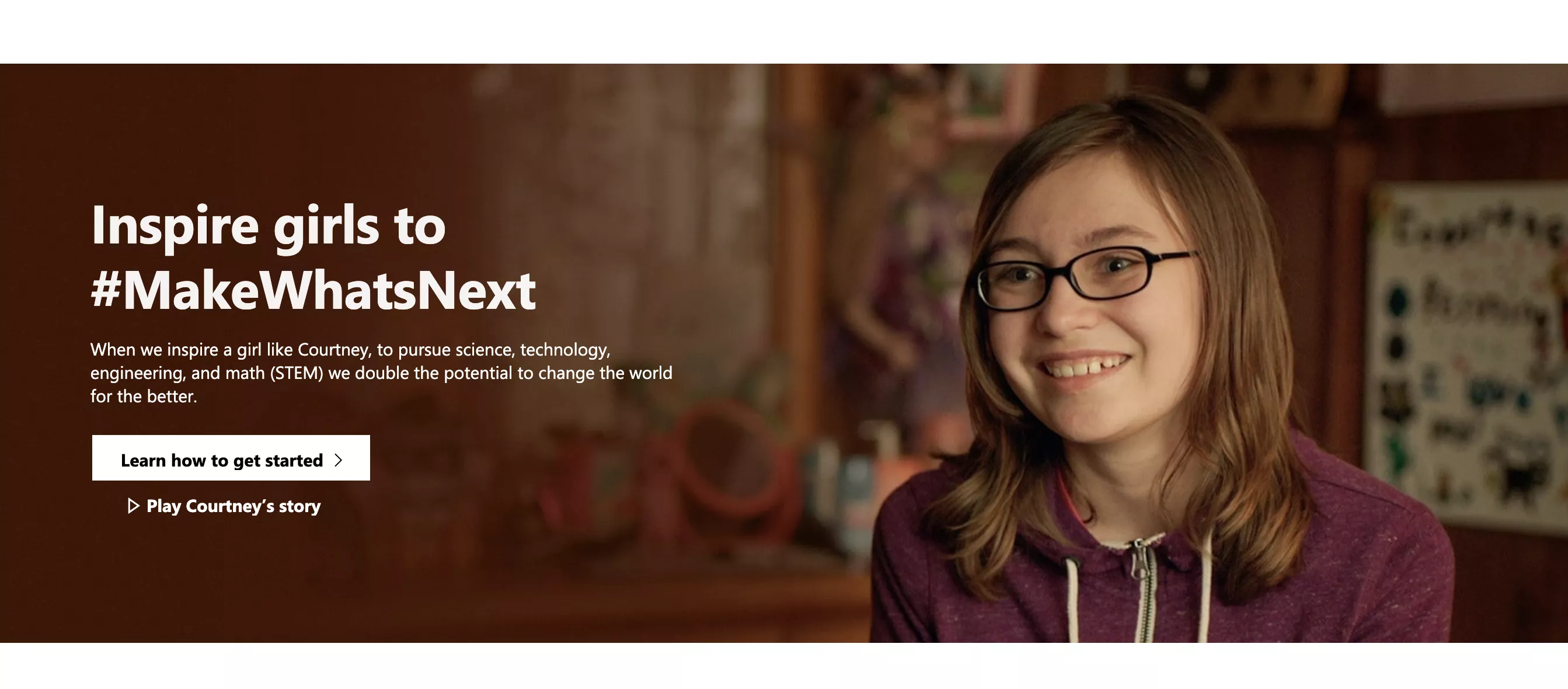 Girl smiling, STEM campaign.