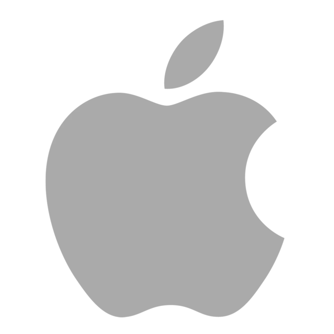 Apple logo, gray pixel art.