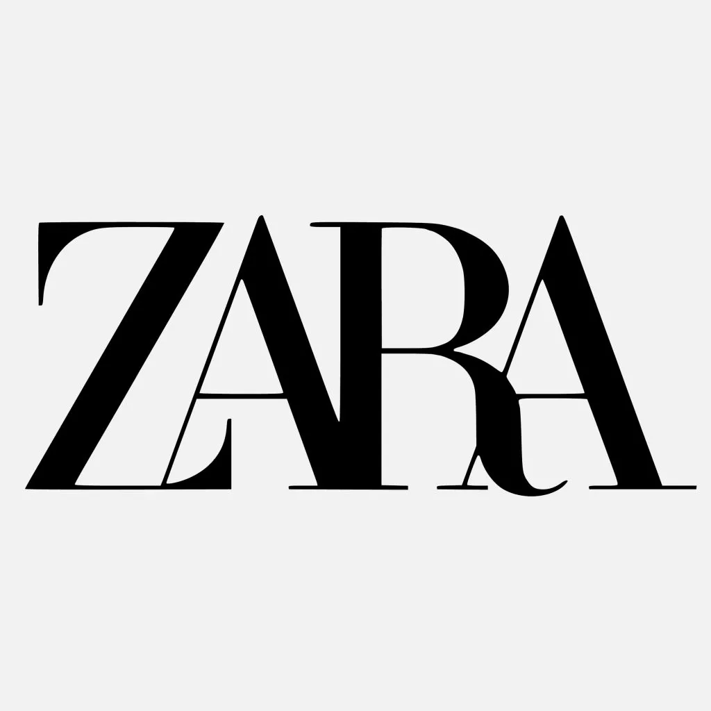 Zara logo, clothing brand.