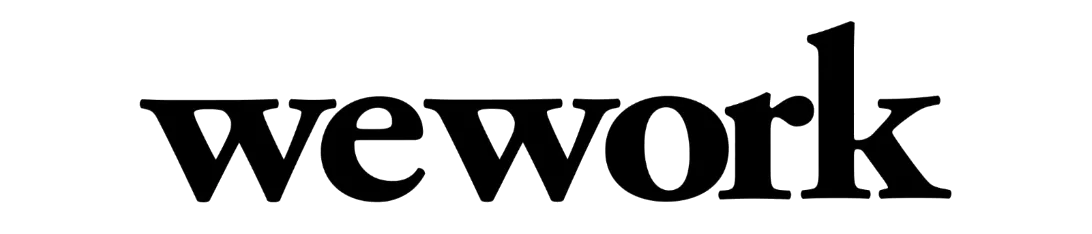 WeWork logo, company name.
