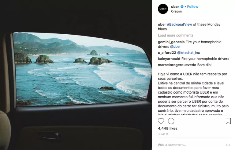 Uber backseat view campaign image.