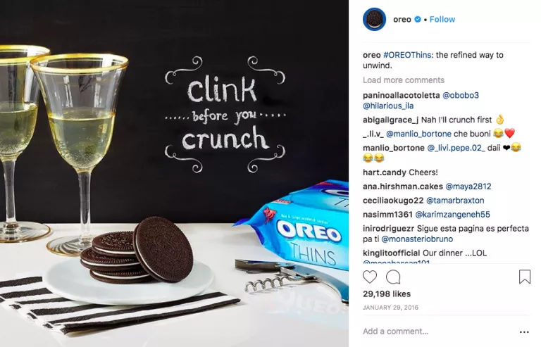Oreos, champagne, fancy, refined way to unwind.