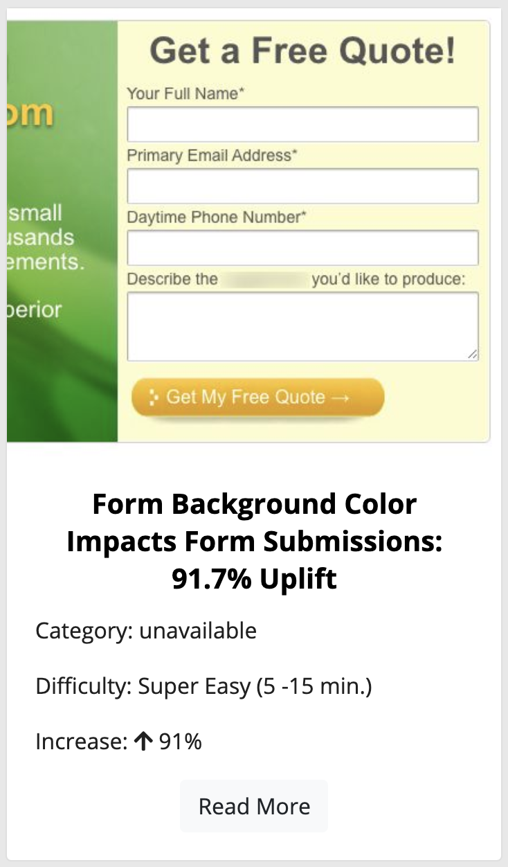Web form with high conversion rate.