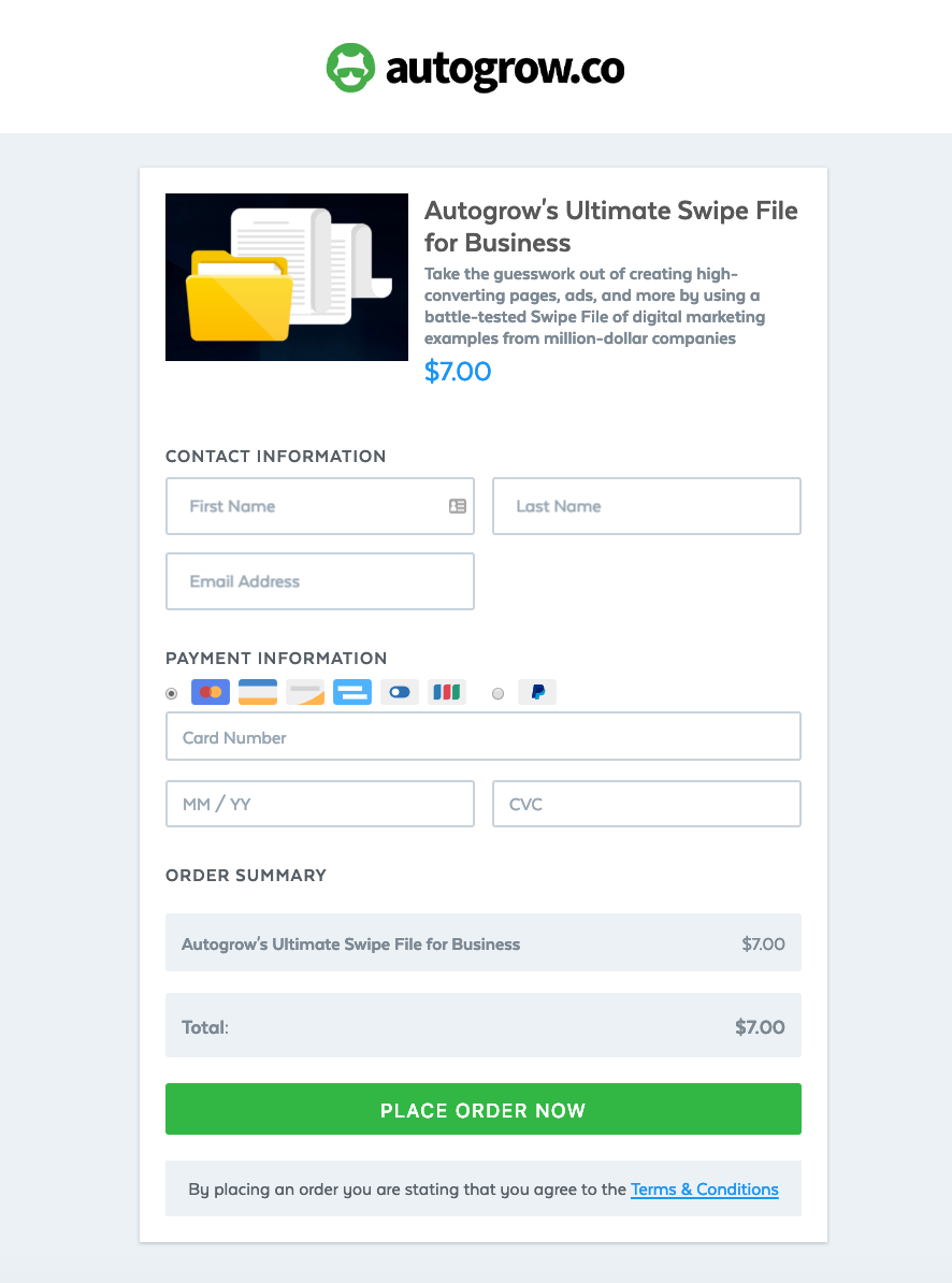 Checkout page, 50% higher sales.