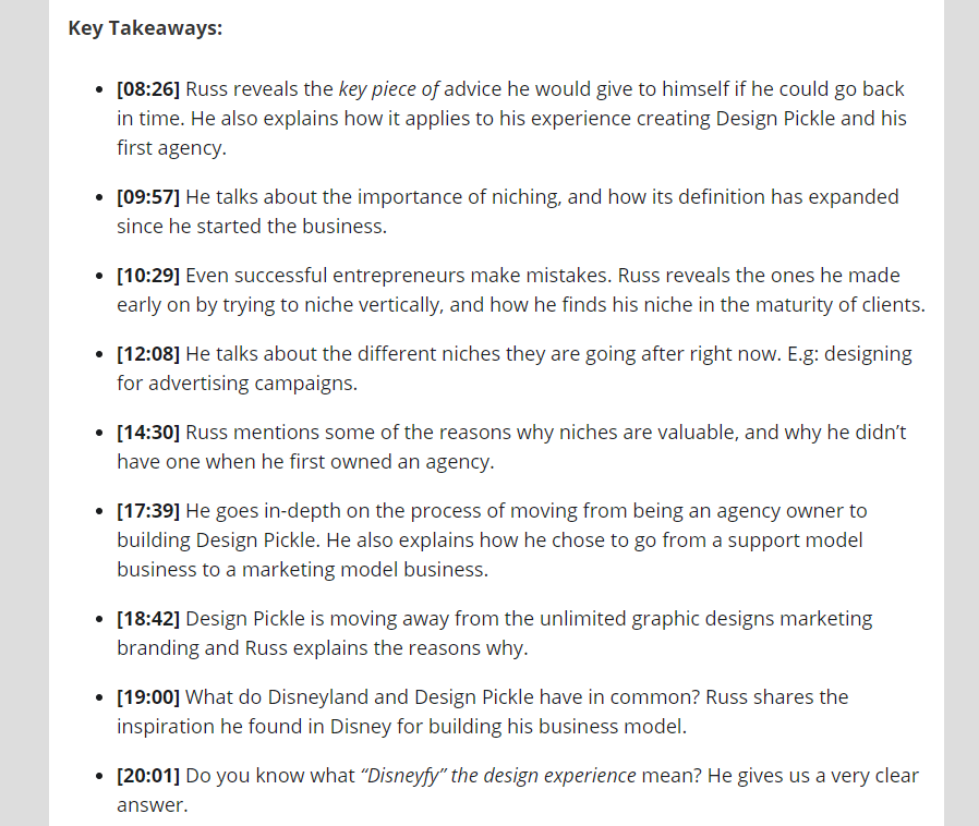 Interview takeaways; learn from Russ.