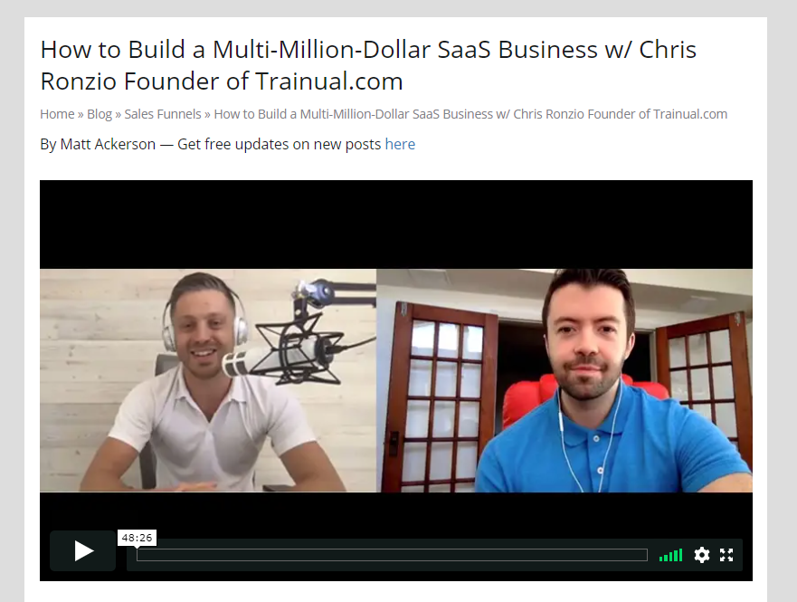Interview with SaaS founder.
