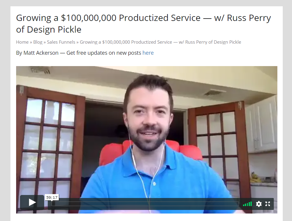 Man in interview about business.