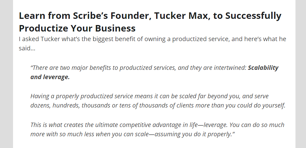 Tucker Max on productized services.