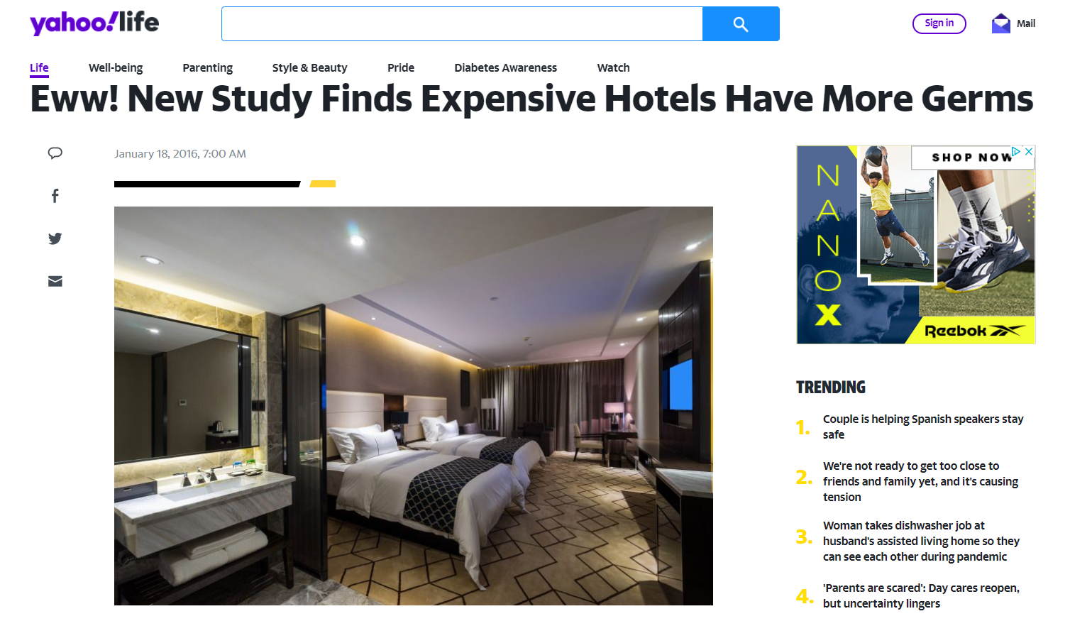 Hotel room interior, expensive hotel.