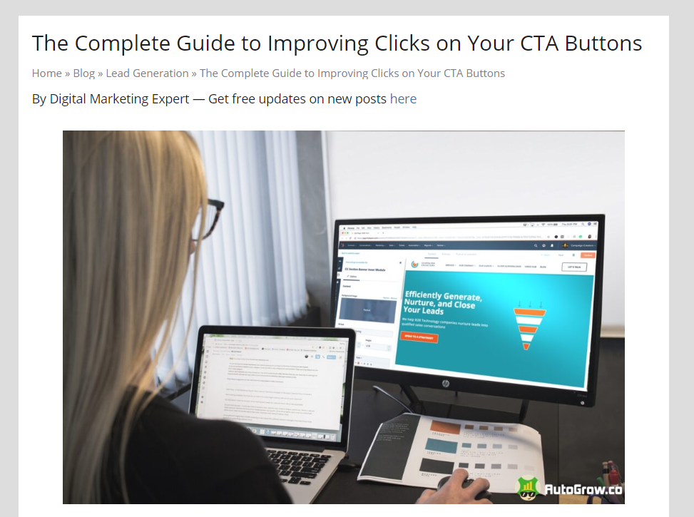Person working on CTA buttons.