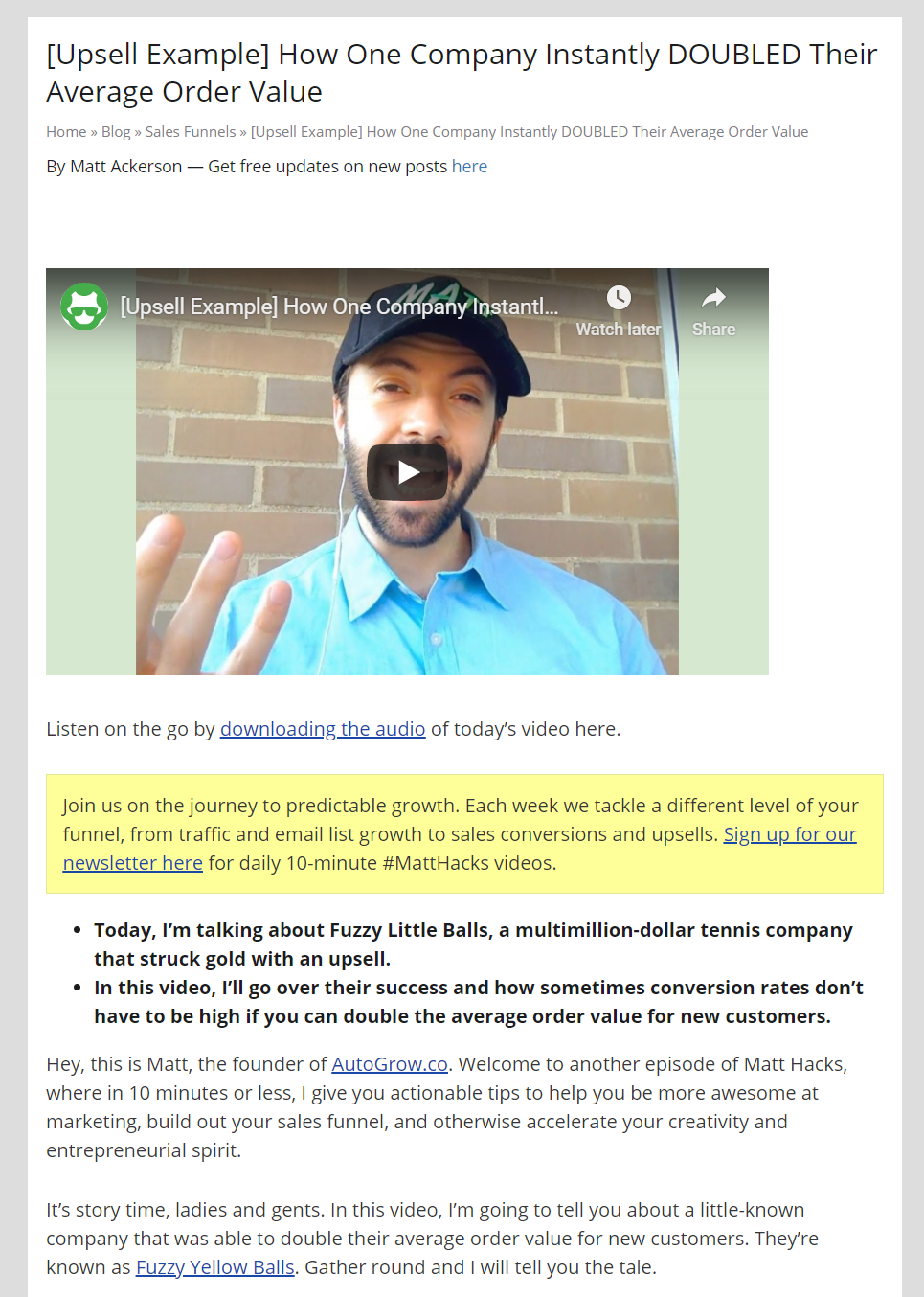 Video: Company doubled average order value.