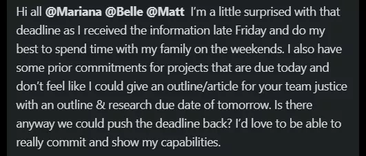 Request for deadline extension.