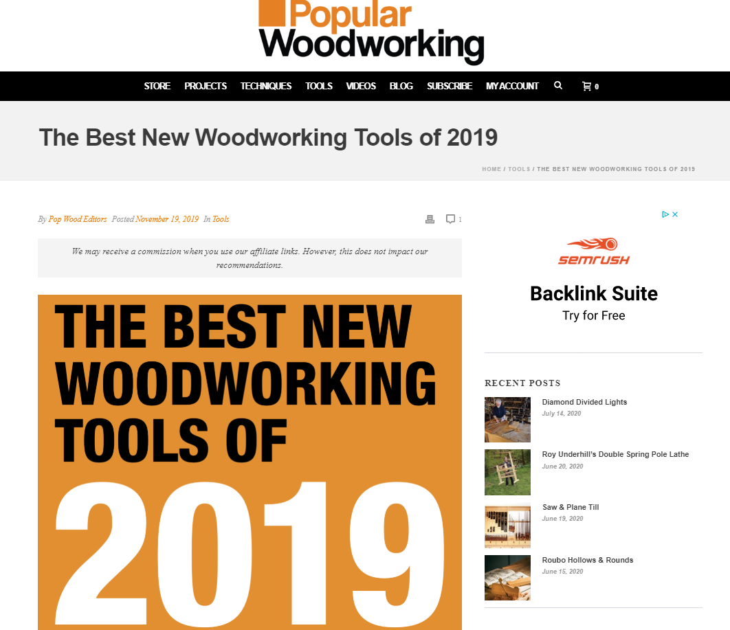2019 woodworking tools list.