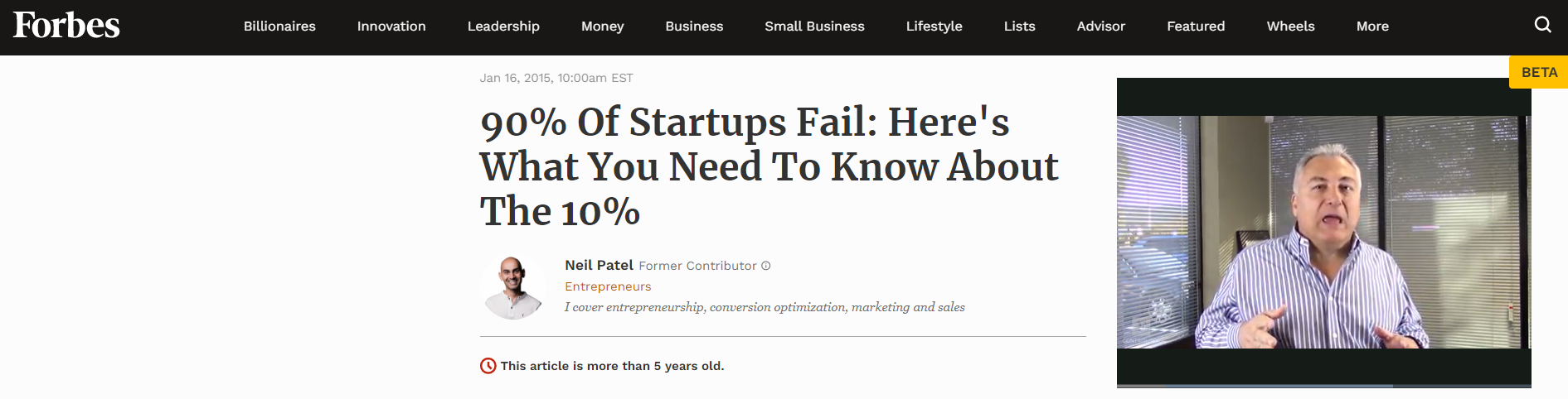 Man discussing startup success.