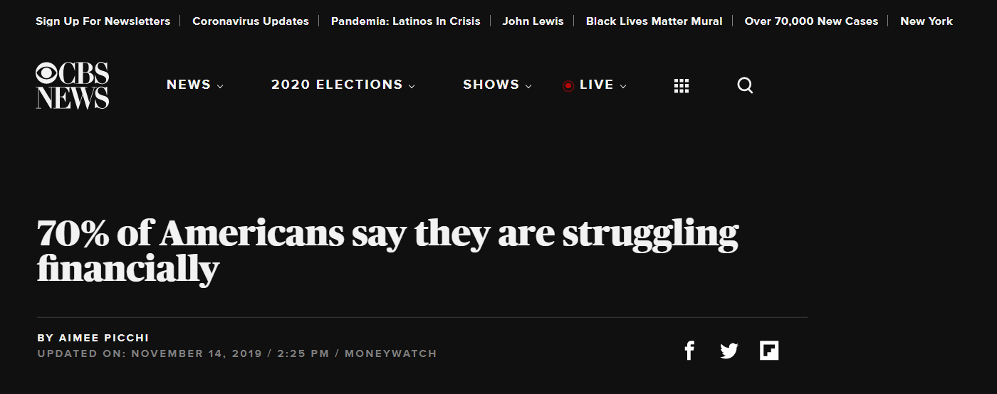 70% Americans struggling financially.
