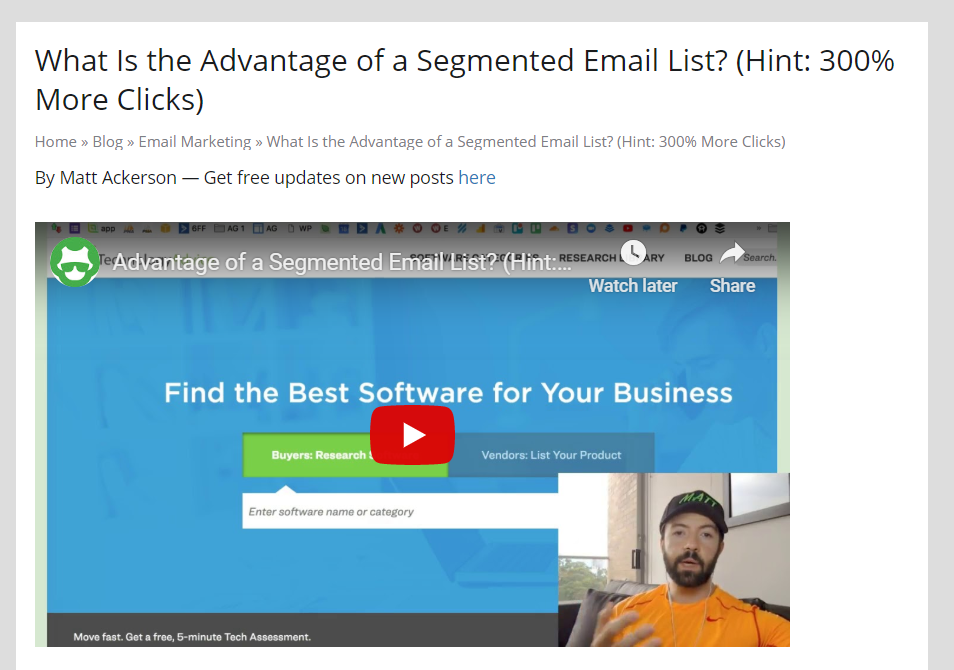Segmented email list advantage (300% more clicks).