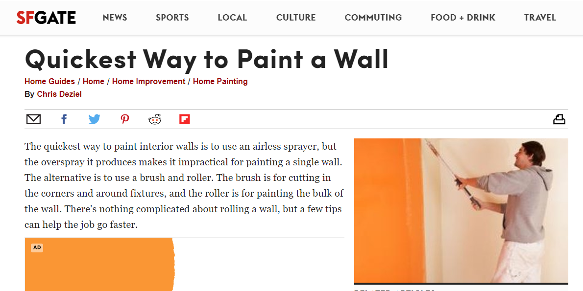 Man painting wall with roller.