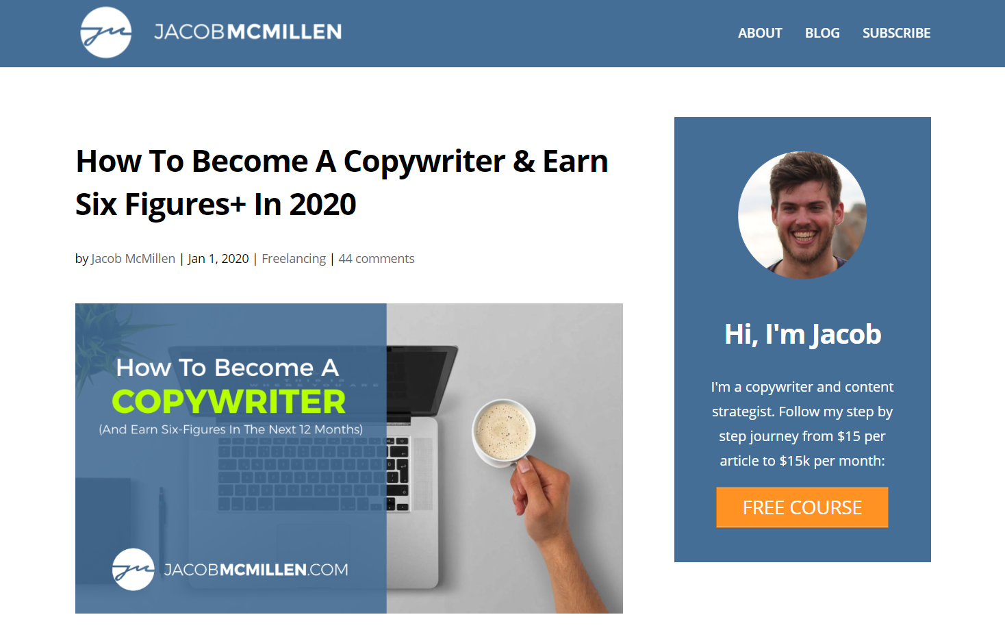 Blog post about copywriting.