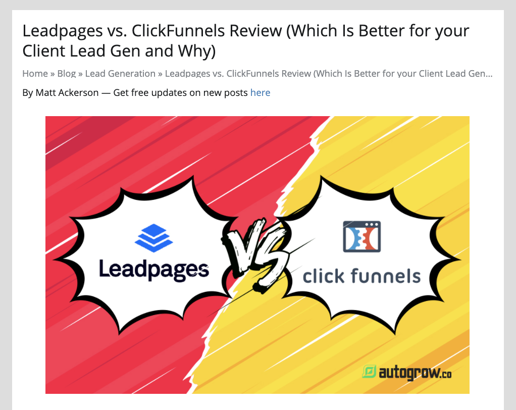 Leadpages vs. ClickFunnels review.