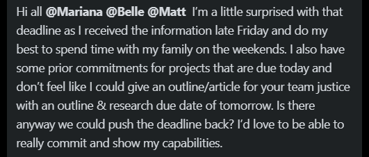 Applicant requests deadline extension.