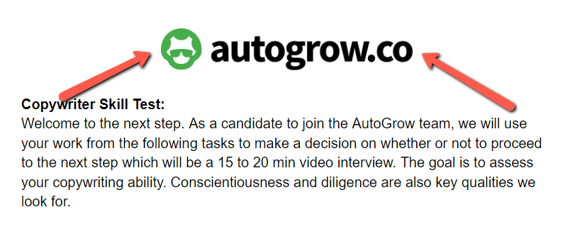 AutoGrow copywriter skill test.