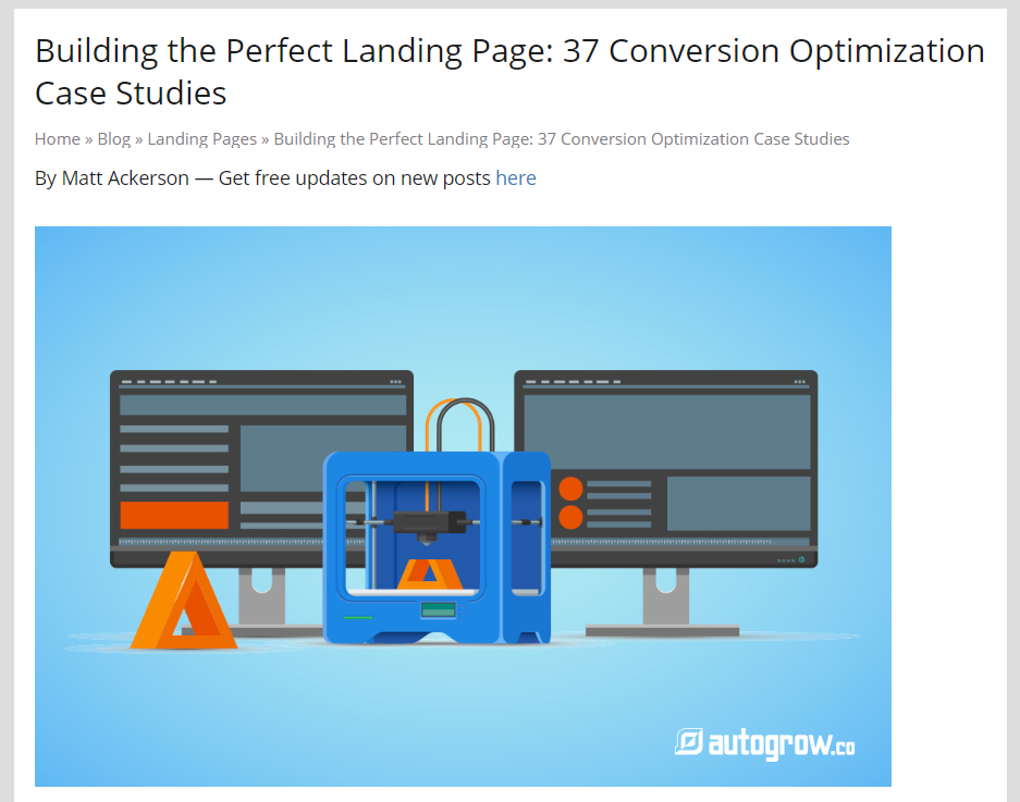 Landing page case studies.