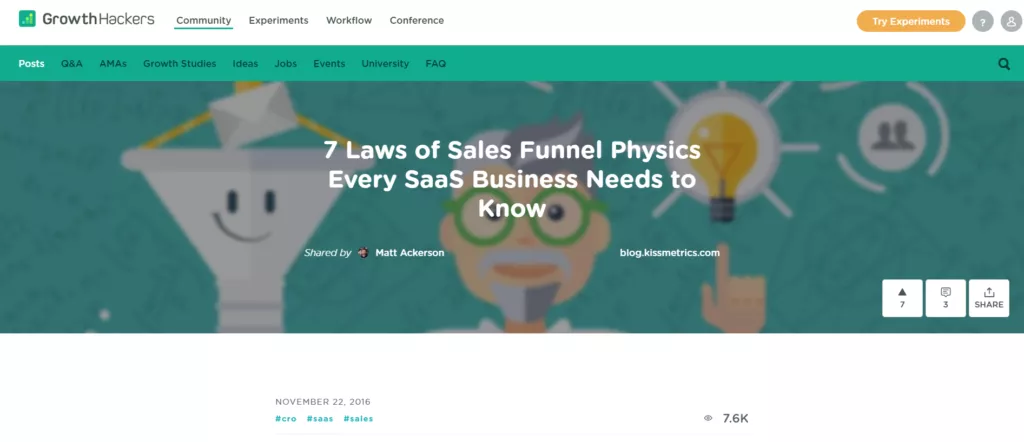 Guest post on sales funnel physics.