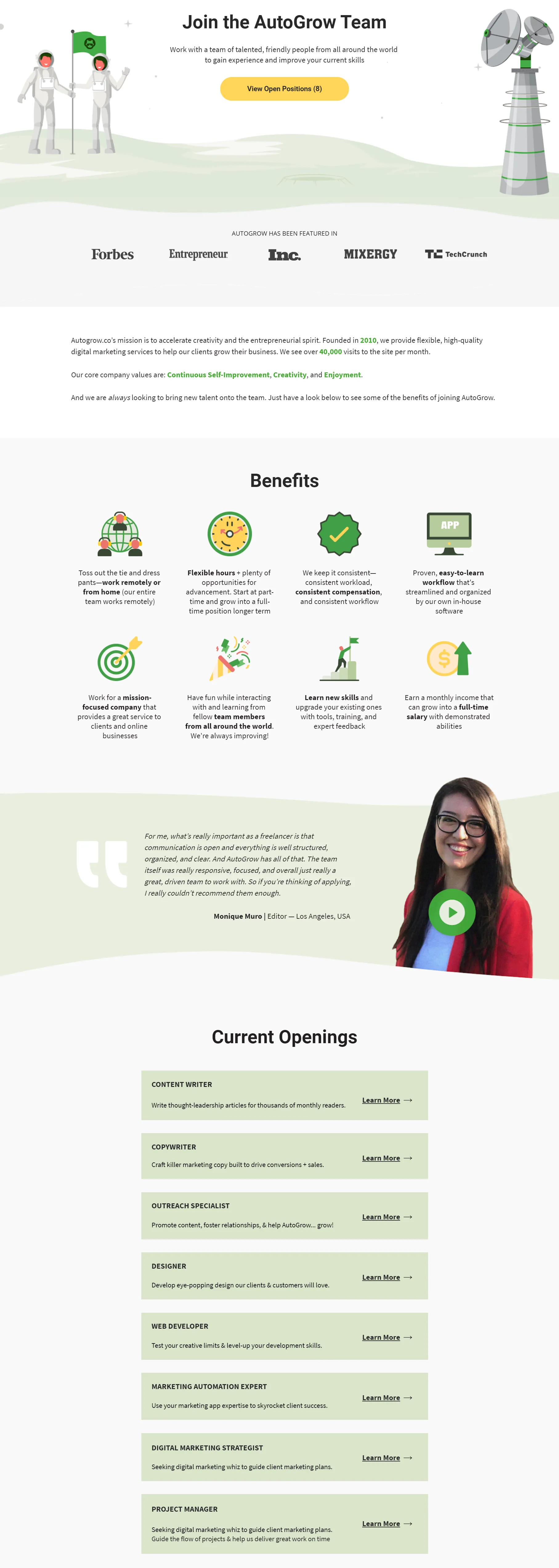 View open job positions.