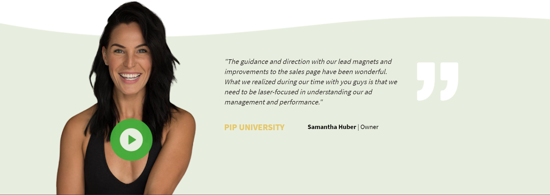 Woman testimonial, positive feedback.