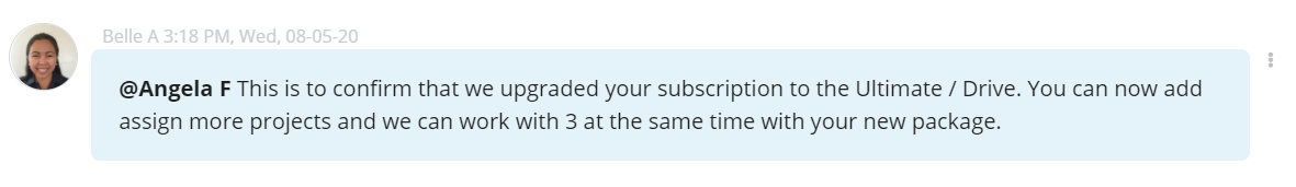 Account upgrade notification.