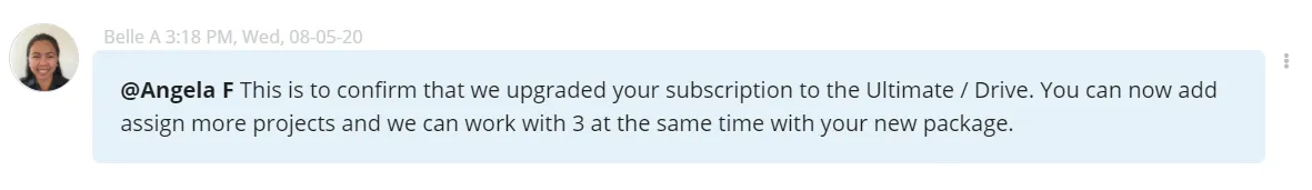 Account upgrade notification.