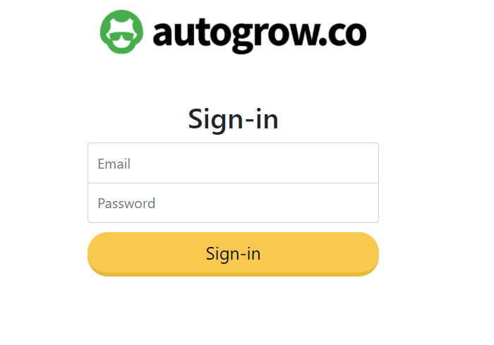 Sign-in form for autogrow.co.