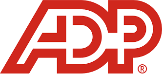 ADP logo, HR solutions provider.