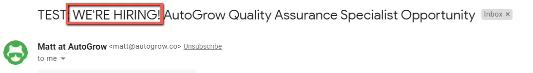 Hiring AutoGrow Quality Assurance Specialist.