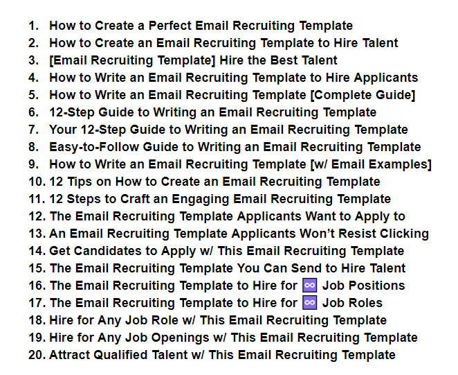 Email recruiting template guide.