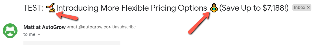 Email promoting flexible pricing.