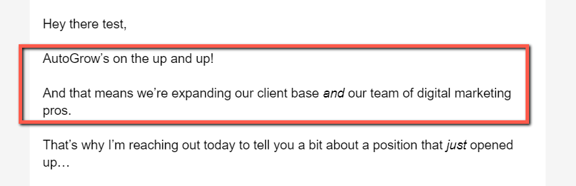 AutoGrow job opening announcement.