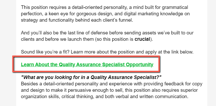 Learn about a Quality Assurance role.