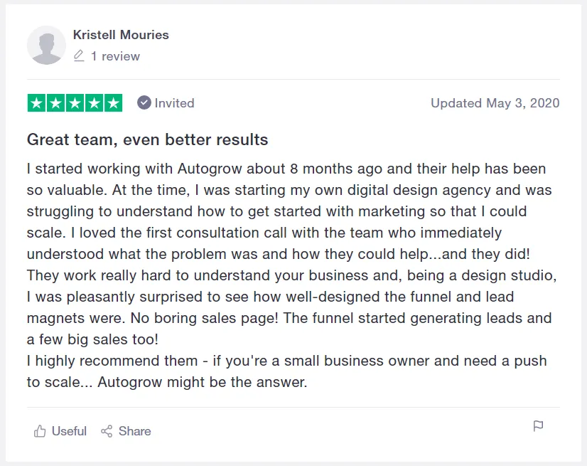 Positive customer review, great results.