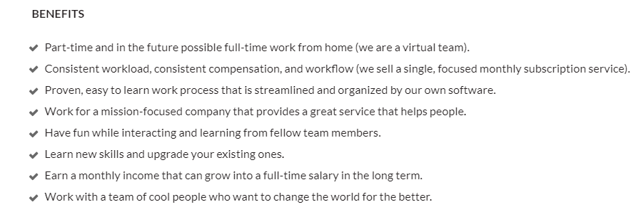 Remote work benefits; flexible, growth.