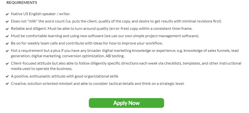 Job requirements for AutoGrow.