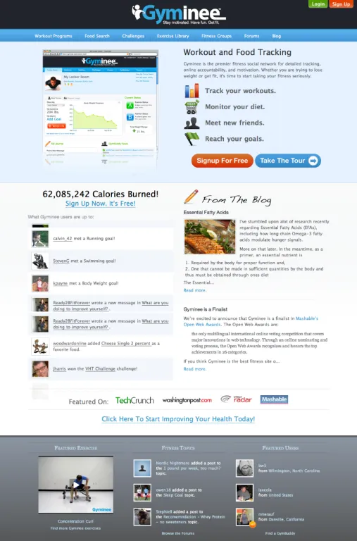 Gyminee fitness app, workout tracking.