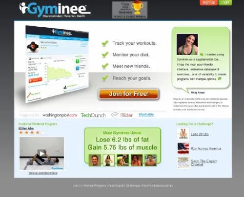 Gyminee fitness app, user results.