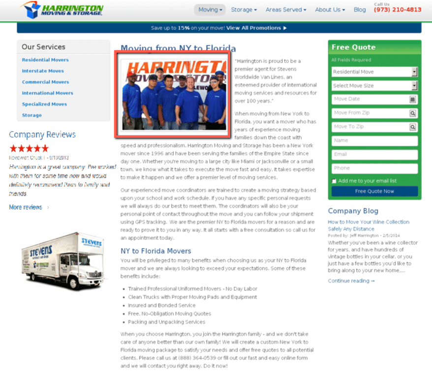 Harrington Moving, NY to Florida.