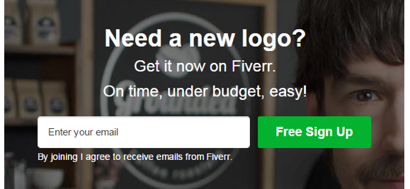 Fiverr logo design signup form.