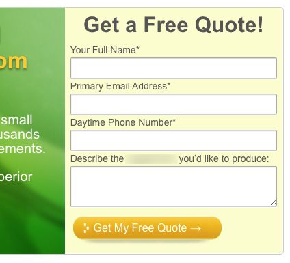Free quote request form.