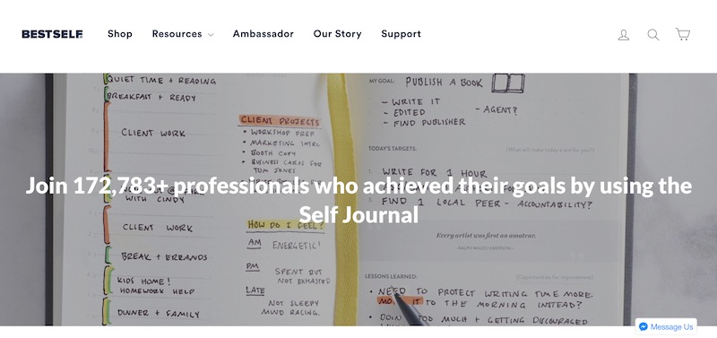 Self-journal for goal achievement.